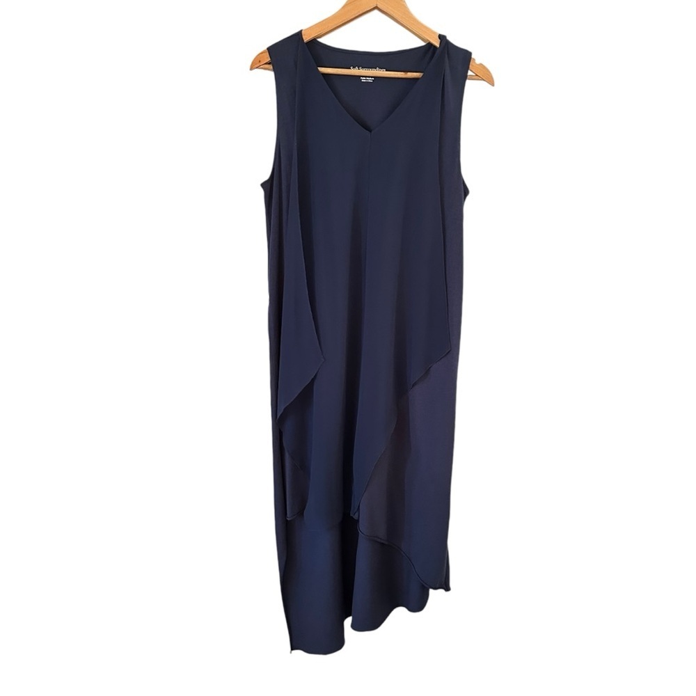 Soft Surroundings Petite, Navy Blue, Womens Amalfi, Nautical Dress PM